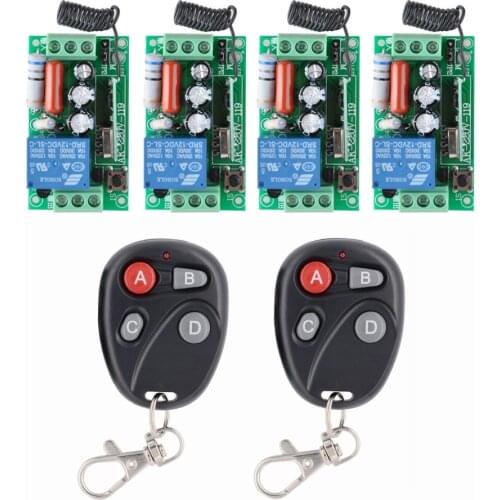 AC 220 V 1CH 10A Relay RF Wireless Remote Control Switch Wireless Light Switch ; 4PCS Receiver + 2PCS Transmitter