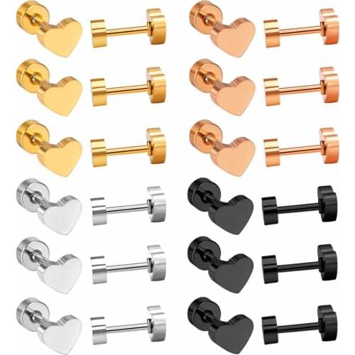 ASONSTEEL Mixed Color Heart Shape 12pairs/lots Stainless Steel Stud Earring Fashion Jewelry Party Wholesale Brinco Wedding
