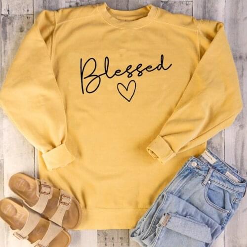 Blessed Christian Sweatshirts Women Jesus Faith Hope Love Pullover God Grace Festival cotton Autumn Heart Hoodies Drop Shipping