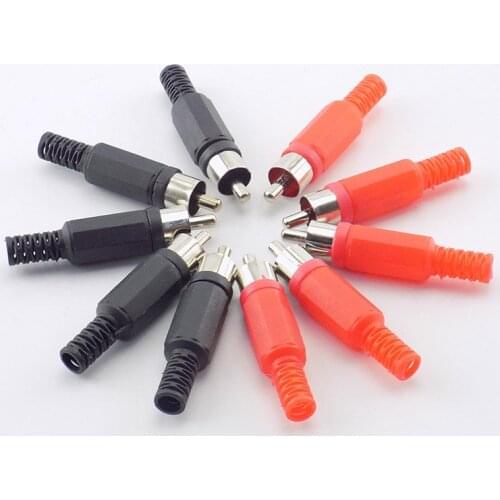 Black Red RCA Plastic Male Jack Connector adapter Solder Audio Video Plug Handle Stereo Plugs Channel Dual Industrial Tool DIY