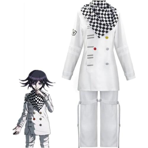 Danganronpa V3 Kokichi Oma President Cosplay Costume Full Set Zentai Scarf Cloak Uniforms Anime Clothes Figure Disfraz Halloween