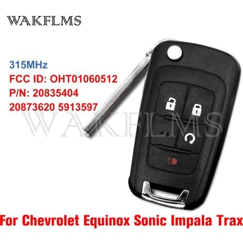 For Chevrolet Equinox Impala Sonic Trax 2015 2016 2017 2018 Remote Car Key 315Mhz OHT01060512 P/N:20835404 20873620 5913597