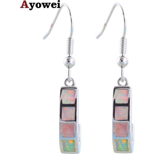 Friendship earrings summer style White Fire Opal Silver Stamped Health Nickel & Lead free Fashion Jewelry Drop Earrings OE409A