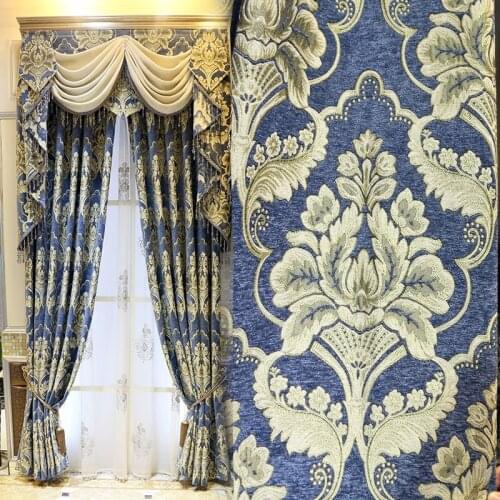 European luxury atmosphere villa living room luxury European curtain high grade chenille bedroom shade curtain cloth curtain