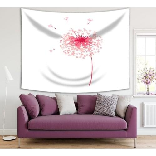 Tapestry Dandelion in Wind Elegant Wildflower Countryside Meadow Nature Watercolor Art Pink White