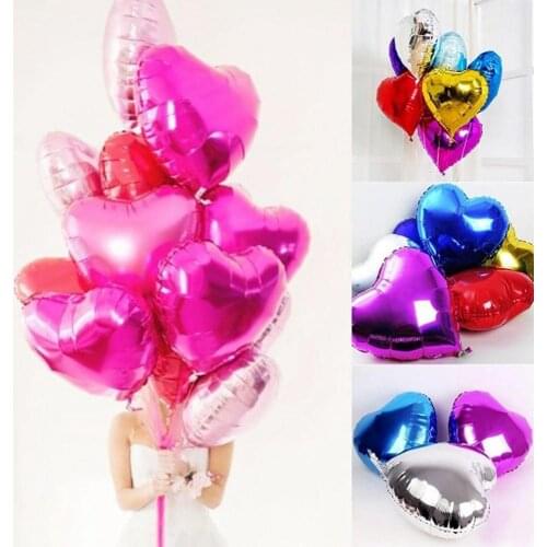 Hot Sale 18in 60% Reusable Shiny Heart Foil Balloons Valentine Wedding Engagement Party Decor Festival Supplies