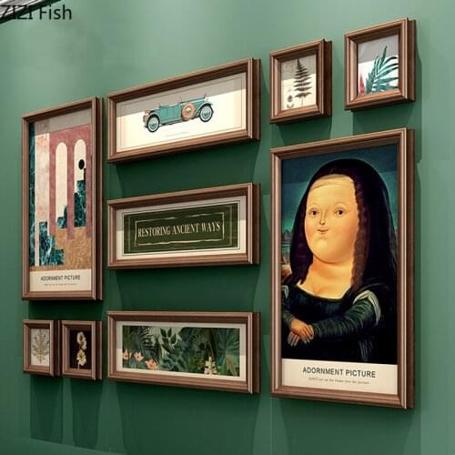 HD Pictures Wall Painting Medieval Retro Style Mural Decoration Paintings Mural Brown Solid Wood Frame Vintage Home Decor Fresco