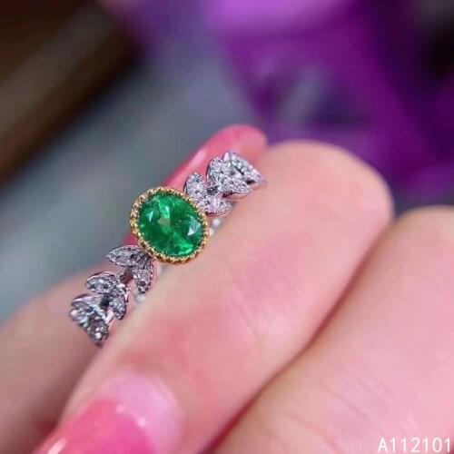 KJJEAXCMY fine jewelry S925 sterling silver inlaid natural Emerald new girl vintage ring support test Chinese style hot selling