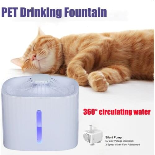 Cat Dog Water Fountain LED Electric Mute Water Feeder Dog Pet Drinker Bowl Automatic USB Pet Drinking Dispenser
