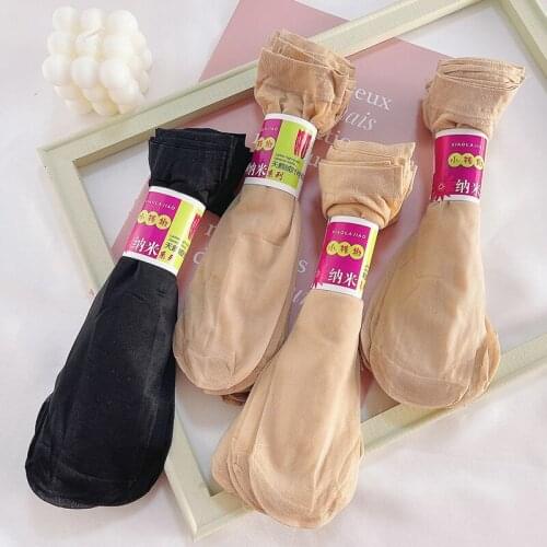 Summer Women Ankle Socks Ultra-thin Elastic Silky Velvet Girls Short Socks Transparent Thin Women Crystal Silk Sock 10 Pairs