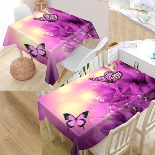 Best Custom Flower Butterfly Table Cloth Rectangular Oxford Print Waterproof Oilproof Square Table Cover Party Tablecloth