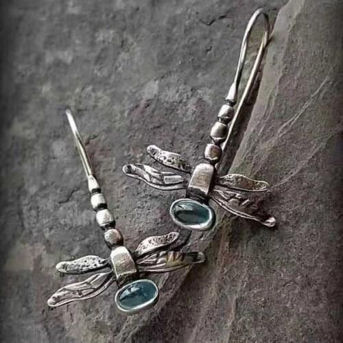 Luxurious Fashion Wedding Jewelry for Women Earring Exquisite Dragonfly Natural Aquamarine Colors Diamond Earrings Gorgeous