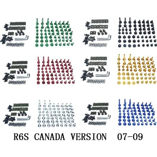 Motorcycle Complete Fairing Bolts Kit Bodywork Screws For Fit YAMAHA R6S CANADA VERSION 2007-2009