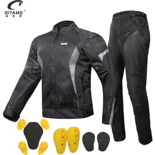 Men Motorcycle Jacket Suits Summer Mesh Breathable Motorcycle Equipment Coat Riding Motorbike Motocross Protection Jackets Pants