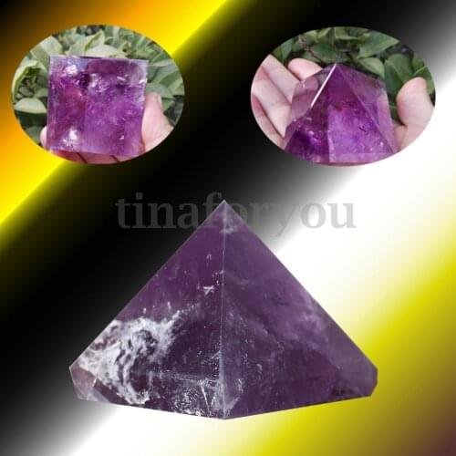 Natural Purple Crystal Fluorite Amethyst Pyramid Figurines Home Decoration Furnishing Article