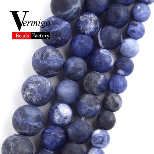 Natural Dull Polished Sodalite Stone Beads For Jewelry Making 4 6 8 10 12mm Round Spacer Loose Beads Diy Bracelets Necklace 15