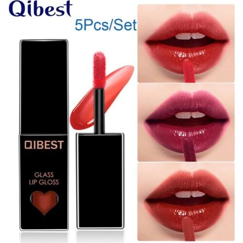 New 5Pcs/Set Matte Lip Gloss Tint Lips Makeup Moisturizer Liquid Matt Lipstick Long Lasting Nude Mat Red Brown Lipgloss Set