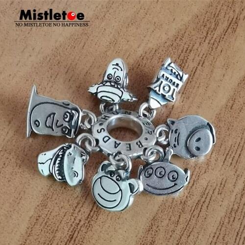 Mistletoe 925 Sterling Silver Cartoon character Spacer Charm European Jewelry