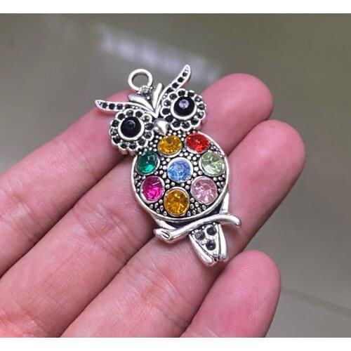 6pcs 49x24mm Big Owl Charms Pendants Antique Silver Tone Jewelry Making DIY Bracelet Necklace Handmade Craft Accessories