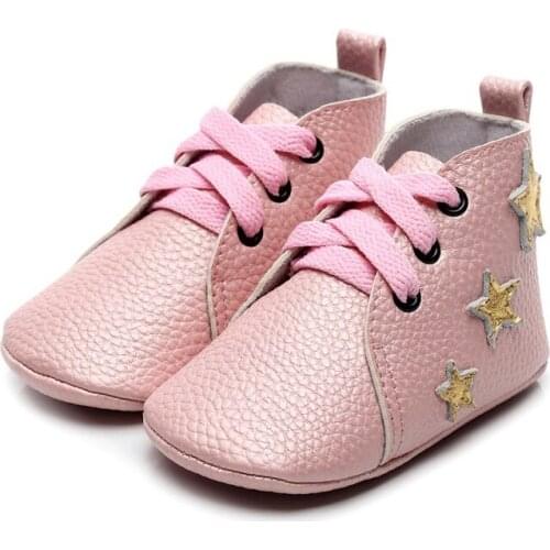 Newborn Boys Girls PU Leather Moccasins Baby Shoes Boot Star Print First Walkers Baby Shoes 0-18M For Kid