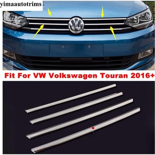 Front Head Grille Racing Grill Strip Decoration Accessories Cover Trim Fit For VW Volkswagen Touran 2016 - 2019 Stainless Steel