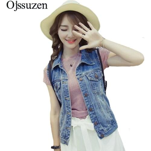 S-3XL 4XL Plus Size Denim Vest Women Coat Spring Summer Vest Jeans Coats Female Vest Short Sleeveless Denim Outerwear
