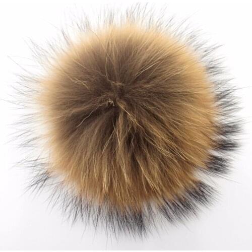 10cm real pom poms ball brown pompom ball for key chain hat shoes fur