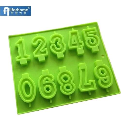 Allforhome 10 Numbers 3D Silicone Candle DIY mold Birthday Cake Topper Cake Decorating tool Chocolate Mould Candle Making Mold