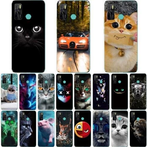 For Tecno Camon 15 Case Wolf Silicon TPU Fundas for Tecno Camon 15 Air Cat Animal Shell Bag Housing Phone Cases