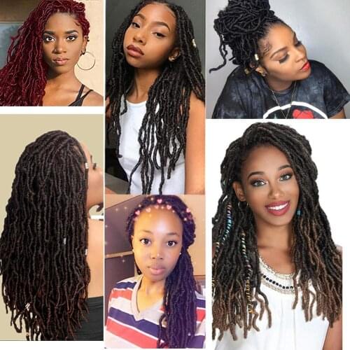 14 18 24 Inch Synthetic Bobbi BossNu Faux Locs Crochet Hair Extenssion For Black Women 20 Strands Ombre Goddess Faux Locs Braids