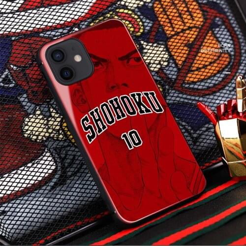 Slam dunk Hanamichi Sakuragi Glass Phone Case Soft Silicone Cover case for iPhone SE 6 6s 7 8 Plus X XR XS 11 12 mini PRO MAX