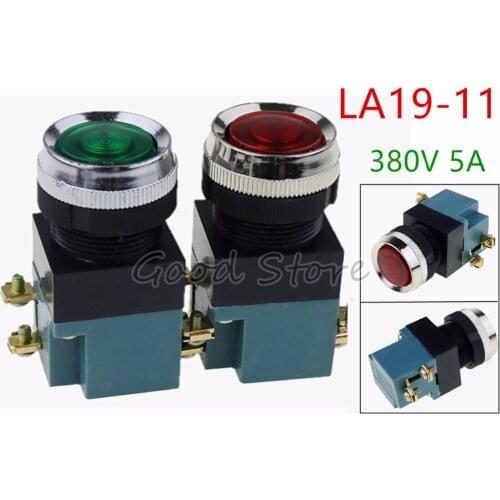 1PCS LA19-11 5A 380V self reset pneumatic button button switch 25mm button switch