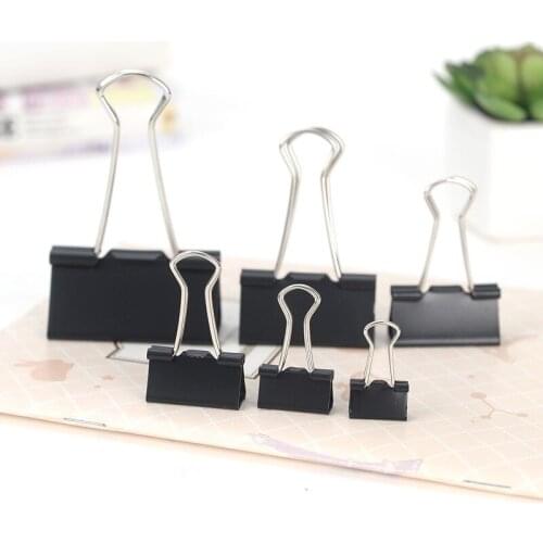 NEW Paper Clip Black Metal Binder Clips File Binder Clips Office School Stationery Paper Document Clips Grip Clamps 5 Sizes