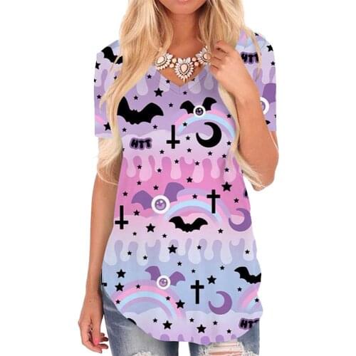 Giyu Brand Bat T Shirt Women Jesus V-neck Tshirt Rainbow Shirt Print Novel T-shirts 3d Womens Clothing Punk Rock Casual Tops New