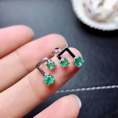 SHILOVEM 925 sterling silver Natural Emerald drop earring water fine Jewelry women wedding women wholesale me03030404agml