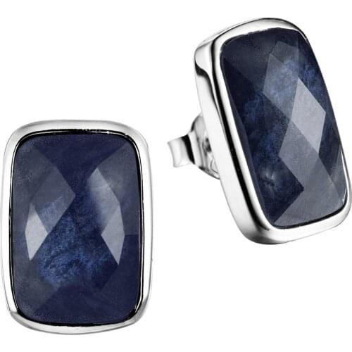 DORMITH real 925 sterling silver earrings gemstone natural blue sapphire jewelry drop earrings for women fine jewelry earrings