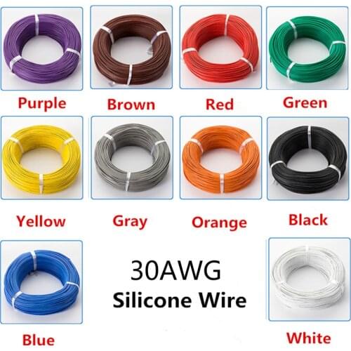 10meters 30AWG Flexible Silicone Wire RC Cable 11/0.08TS Outer Diameter 0.8mm Electronic Wire Conductor DIY Electrical