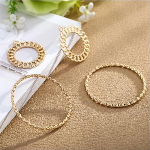 10pcs/lot New Punk Creative Gold Color Big Circle Charms Connectors For DIY Fashion Earrings accessories jewelry making material