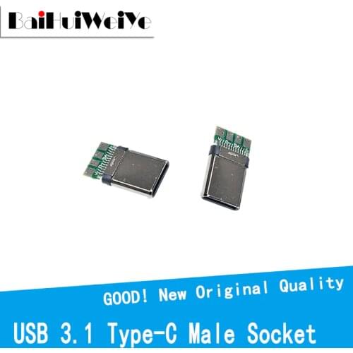 10Pcs/LOT USB 3.1 Type C Connector 24 Pin Male/Female Socket Receptacle Adapter to Solder Wire & Cable 24 Pins Support PCB Board