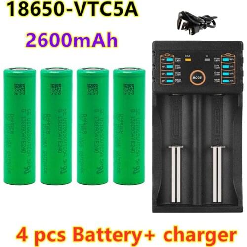 100% original 3.7V 2600mAh Li ion 18650 battery for SONY US18650 VTC5A 2600mAh 18650 battery 3.7V +1pcs Battery charger