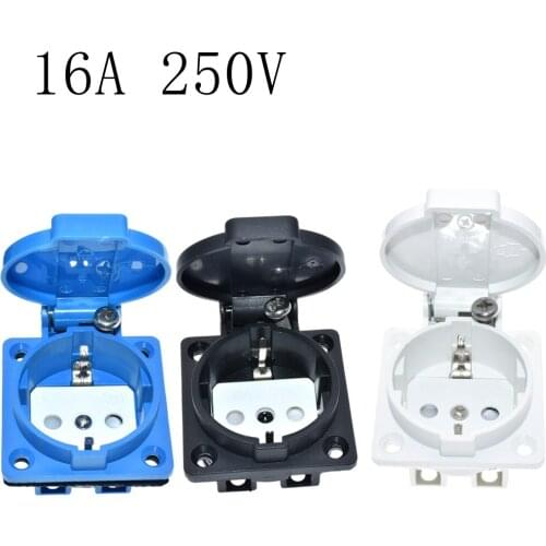 16A 250V Black/Blue/White Generator Control Panel Germany Waterproof Socket European Dust Socket For Home Desktop Connector Plug