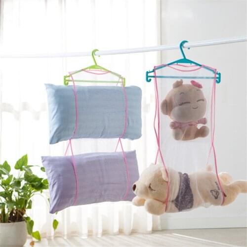 2PCS/LOT Net Mesh Bag Drying Pillow Hanger Laundry Rack Multifunction Doll Cushion Wardrobe Storage Bags for Out Door Indoor