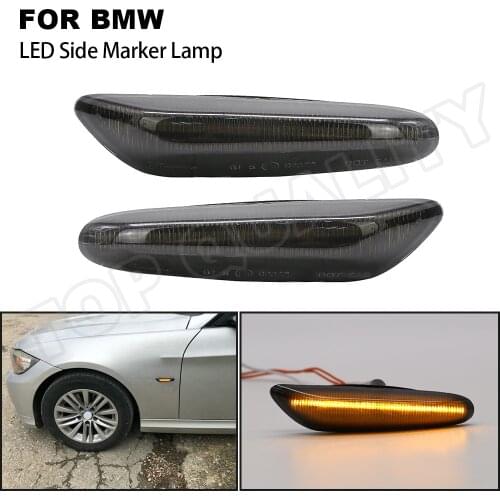 2X Smoked/Clear Lens Amber LED Turn Signal Side Marker Light For BMW E46 E60 E61 E81 E87 E82 E88 E83 X3 E84 X1 E90 E91 E92 E93