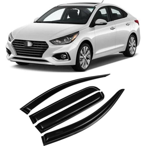 4Pcs For Hyundai ACCENT 2018 2019 2020 2021+ Side Window Vent Visor Sun Rain Deflector Guard Awnings Shelter Adhesive Cover Trim
