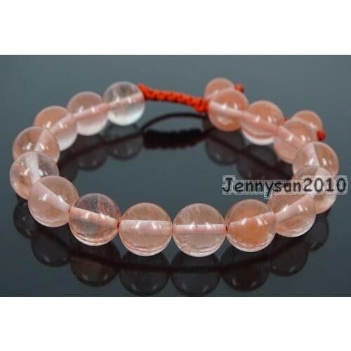 Handmade 10mm Adjustable Natural Cherry Quartz Gems Stone Round Beads Bracelet Healing Reiki 5 Strands/Pack