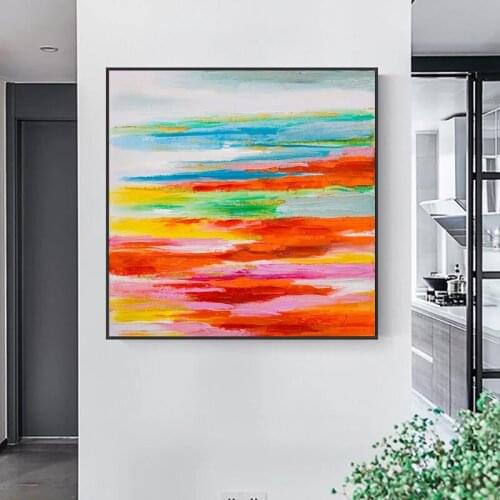 Abstract Colorful Painting 100% Hand Painted Oil Paintings On Canvas Handmade Modern Wall Art For Large Size House Decoration