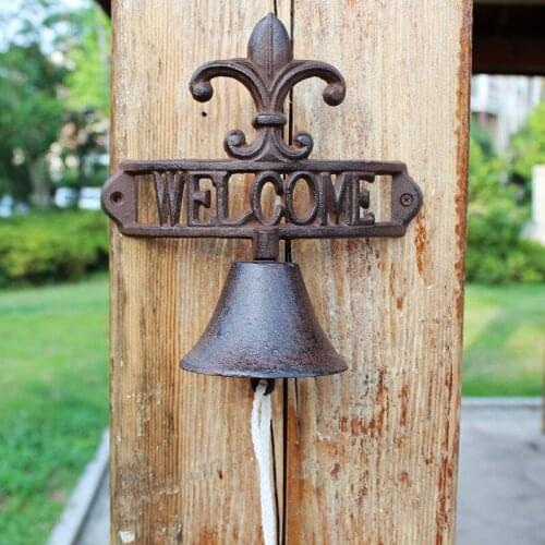 Cast Iron WELCOME Dinner Bell Wall Mount Metal Door Bell Home Garden Porch Patio Farm Yard Cabin Store Gate Decoration Vintage