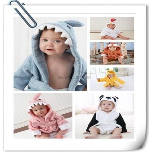 DHL 20pc 0-6 year Baby Cartoon Hoodie Robes Girl Boys Sleepwear Bath Towels Kids Soft Bathrobe Pajamas Childrens Clothing
