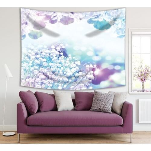 Tapestry Valley of Lily Spring May Flowers Landscape Nature Meadow Fresh Morning Photo Blue Purple White