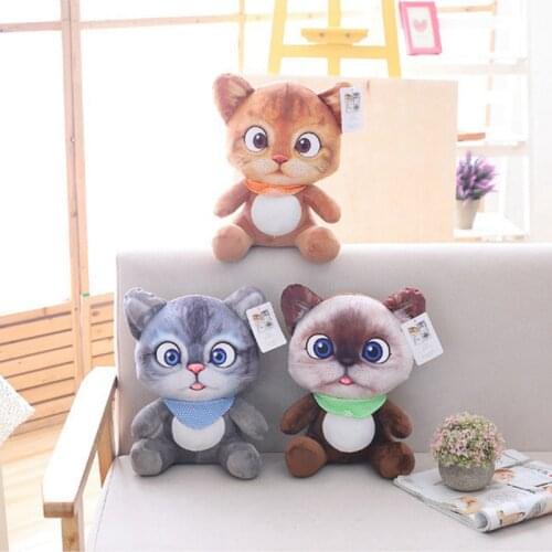 Cat Toys 20cm Cute Soft 3D Simulation Stuffed Dolls Double-side Seat Sofa Pillow Cushion Kawaii Plush Animal Cat Dolls Gifts